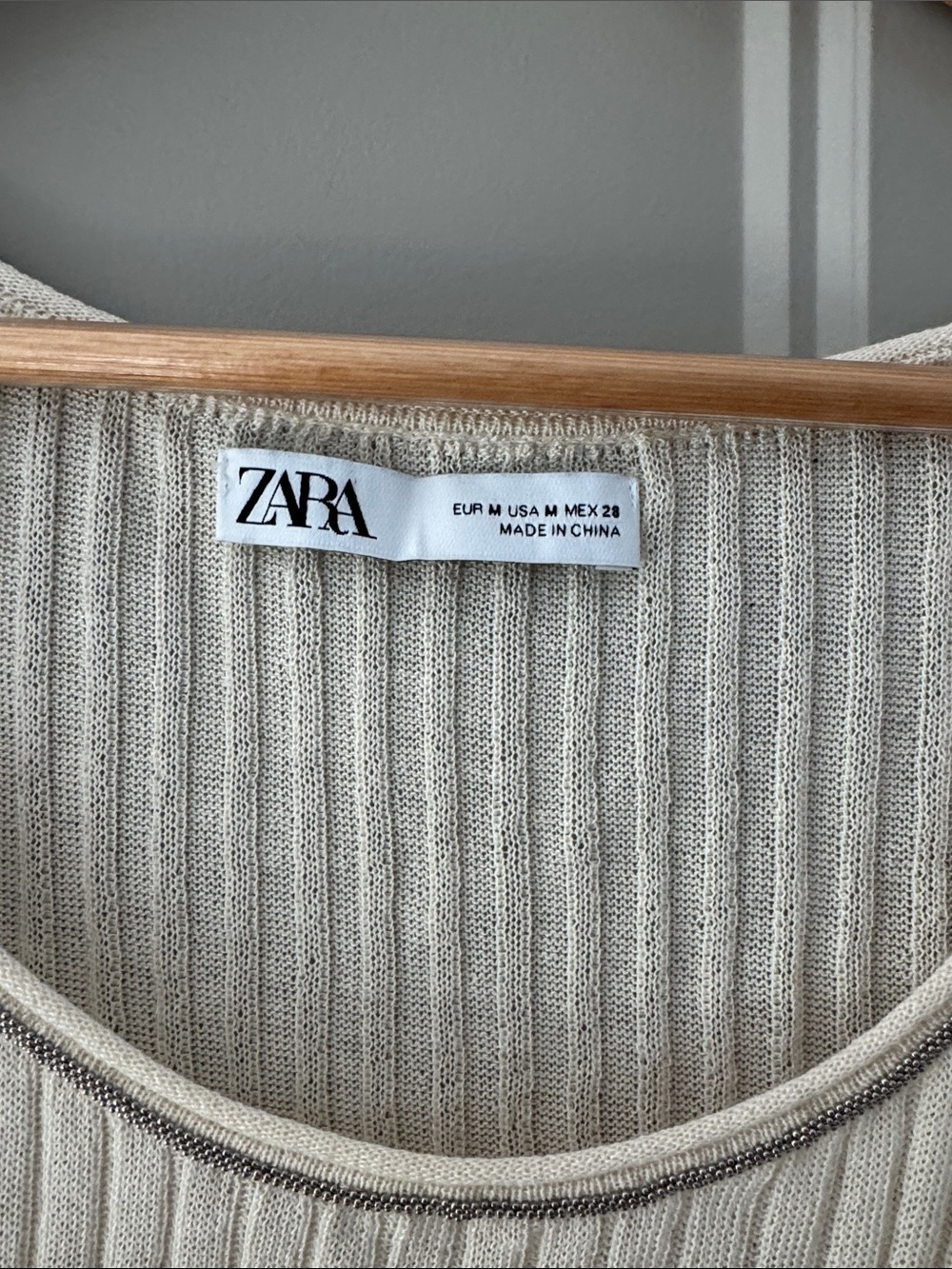 Zara Cream Ruffle Ribbed Tank Top - Picture 2 of 3